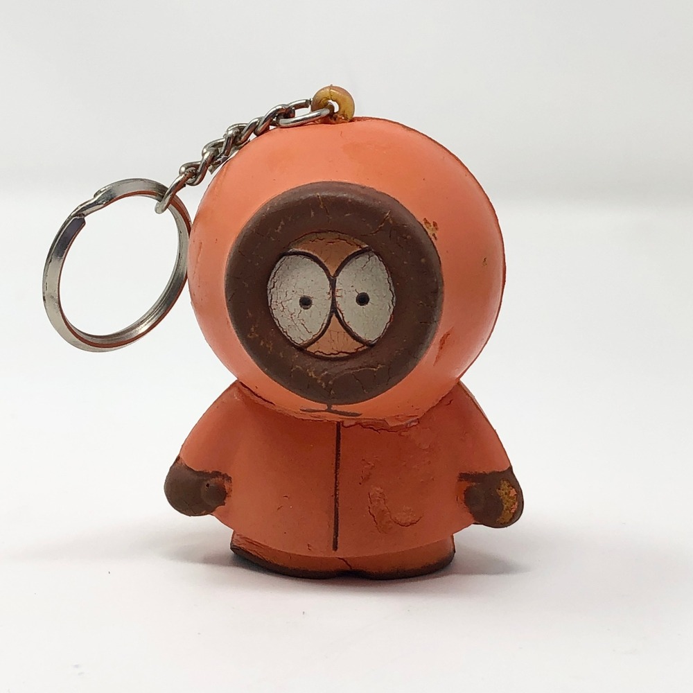 Vintage 1998 South Park Kenny McCormick Keychain Comedy Central Orange Foam Toy